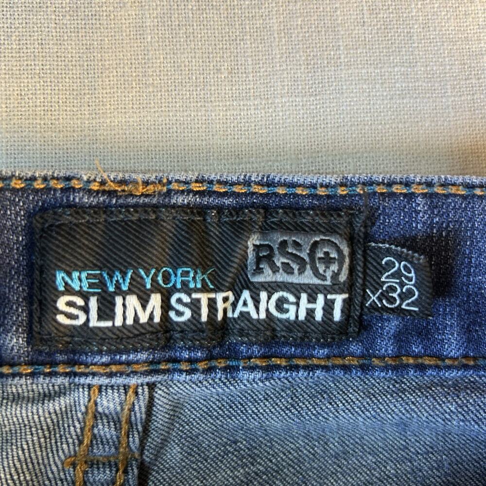 RSO New York Slim Straight Denim 29x32 (29x30.5) Jeans‎ Medium Blue - Picture 4 of 12